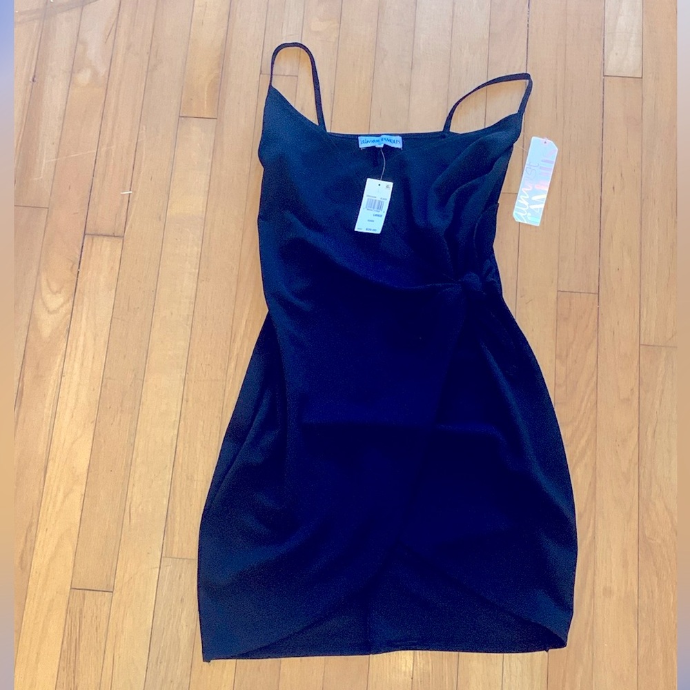 Almost Famous Black Wrap Bodycon Mini Dress